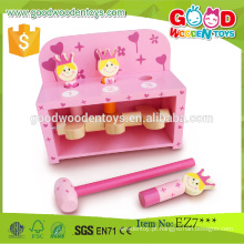 2015 DIY Princess Pop Up Peg Wooden Hammer Toy, Lovely Educational Wooden Tool Toy